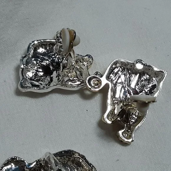 Silver Tone Tiger Earrings & Pendant/Pin Set Statement Best Brand Wild Animal - Picture 7 of 11